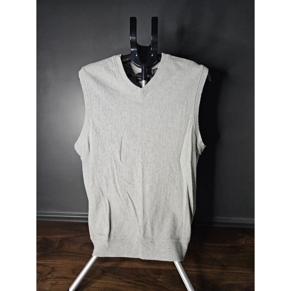 Greg Norman Large Gray Grey Golf Sweater Vest V Neck Textured